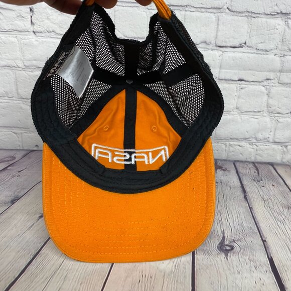 NASA Lunar Mission Trucker hat Mesh Cap Strap Back Orange Black Mad Engine - Picture 7 of 8
